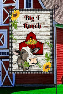Cow Barn Garden Flag, Personalized, Garden Flag, Name Garden Flag, Cow Decor, Cow Flag, Farm Yard Flag, Yard Decor, Yard Decoration, Ranch