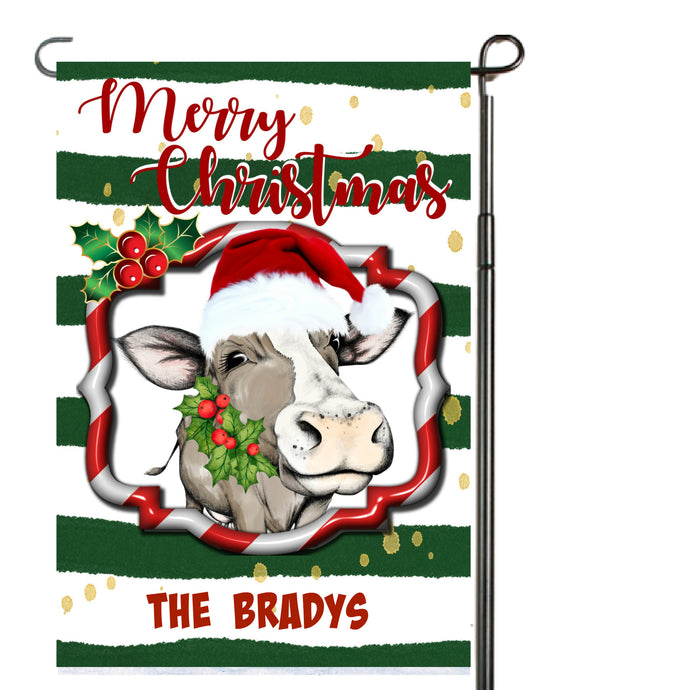 Cow Merry Christmas Garden Flag, Cows, Cow Gift, Personalized Garden Flag, Cow Christmas, Christmas Garden Flag, Custom Garden Flag, Cow