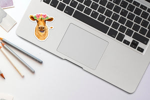 Cow Floral Crown Sticker, Cow Sticker, Cow Sticker for Laptops, Cows, Water Bottles, Gift for Cow Lovers, Brown Cow, Cow, 4-H Cows, Flowers