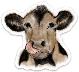 Licking Cow Sticker, Laptop Sticker, Water Bottle Sticker, Cow Sticker, Cows, Tumbler Sticker, Brown Cow Sticker, 4-H