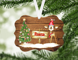 Deer Christmas Tree Personalized Ornament, Name Christmas Ornament, Child Gift, Custom Ornament, Deer Ornament, Kid's Ornament, Deer