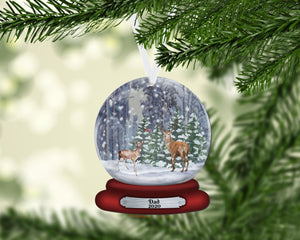 Deer Snow Globe Christmas Ornament, Personalized Ornament, Custom Christmas Holiday, Name Ornament, Gift for Dad, Man Gift, Man Christmas