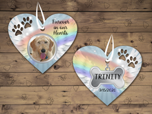 Load image into Gallery viewer, Pet Memorial Photo Heart Ornament, Personalized, In Memory Christmas Ornament, Pet Loss, Pet Loss, Dog Memorial Gift, Cat Memorial, Double Sided