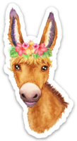 Donkey Floral Crown Sticker, Donkey Sticker, Donkey Sticker for Laptops, Cars, Water Bottles, Gift for Donkey Lovers, Donkey Lover Gift