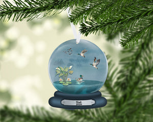 Duck Snow Globe Christmas Ornament, Personalized Ornament, Custom Christmas Holiday, Name Ornament, Gift for Dad, Man Gift, Man Christmas