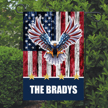 Load image into Gallery viewer, Patriotic Eagle Garden Flag Personalized, USA Garden Flag, Red White and Blue Flag, Veteran Flag, Holiday Yard Flag, American Flag Decoration