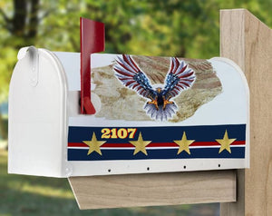 Mailbox Cover with Magnetic Strip - Personalized Patriotic Eagle Mailbox Decor - Custom Address Mailbox Cover, Personalized Mailbox Cover