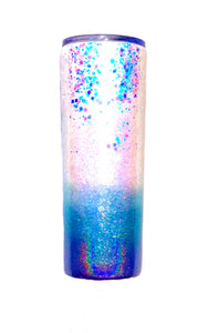 Faith Cross Holographic Glitter Tumbler - White, Purple, Blue - Christian, God, Prayer - Cross Glitter Cup - Faith Cup - Insulated - 20 oz Skinny