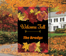 Load image into Gallery viewer, Autumn Leaves Garden Flag, Personalized, Colorful Leaves, Fall Garden Flag, Garden Flag, Fall Decor, Fall Yard Decor, Custom Garden Flag