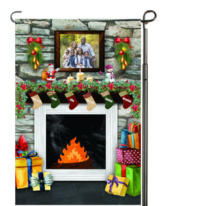 Fireplace with Stockings Personalized Garden Flag, Holiday Garden Flag, Family Garden Flag, Custom Christmas Flag, Yard Flag, Family Gift