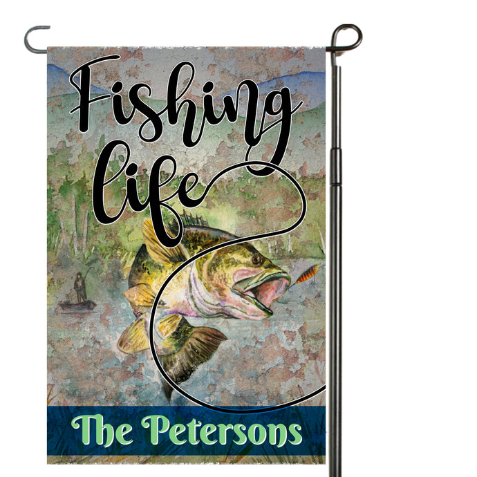 Fishing Life Garden Flag, Fisherman Garden Flag, Personalized, Fish Garden Flag, Name Garden Flag, Fishing Decor, Fishing Flag, Fishing Gift