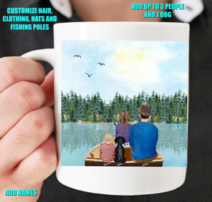 Personalized Dad Fishing with Kids Mug, Custom Dog and Family Mug, Father's Day Mug, Dad Mug, Gift for Fisherman, Dad Gift, Fishing Gift
