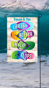 Life is Better in Flop Flops Garden Flag, Personalized, Name Garden Flag, Beach Decor, Beach Flag, Yard Decor, Beach House Decor, Ocean Flag