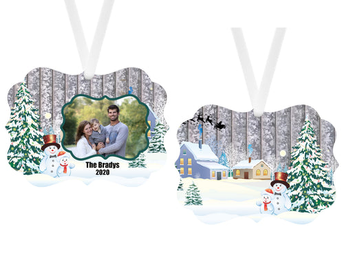 Snowman Christmas Ornament, Photo Ornament, Personalized Family Gift, Custom Ornament, Name Ornament, Christmas Ornament, Holiday Gift