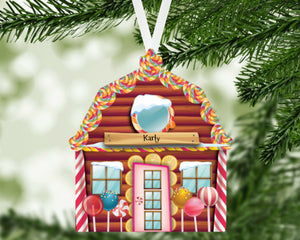 Gingerbread Candy House Personalized Christmas Ornament, Family Ornament, Kid's Ornament, Ornament, Holiday Decoration, Tree Decoration