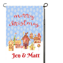 Load image into Gallery viewer, Gingerbread Christmas Village Personalized Garden Flag, Holiday Garden Flag, Christmas Garden Flag, Outdoor Christmas Decoration, Yard Flag