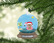 Load image into Gallery viewer, Gingerbread Santa Beach Snow Globe Christmas Ornament, Tropical Christmas, Personalized, Name Ornament, Custom Christmas, Kids Ornament