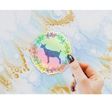 Load image into Gallery viewer, Goat Floral Holographic Sticker, Laptop Sticker, Water Bottle Sticker, Goat Sticker, Goats, Tumbler Sticker, Floral Goat Sticker, 4-H