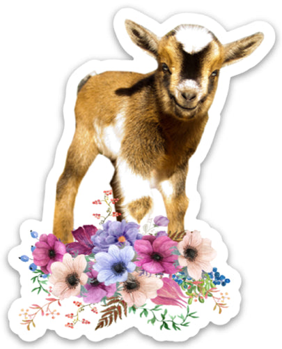 Goat Flowers Sticker, Goat Lover, Goat Gift, Laptop Sticker, Water Bottle, Goats, Goat Kid Sticker, Tumbler Sticker, Dairy Goat, 4-H