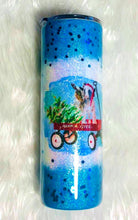 Load image into Gallery viewer, Christmas Goats in Wagon Holographic Glitter Tumbler Cup Double Wall Stainless Steel