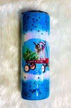 Load image into Gallery viewer, Christmas Goats in Wagon Holographic Glitter Tumbler Cup Double Wall Stainless Steel