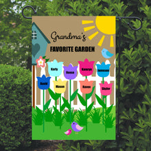 Load image into Gallery viewer, Grandma&#39;s Garden Flag, Grandma, Grandparent, Personalized Garden Flag, Custom Garden Flag, Yard Decor, Outdoor Decor, Home Decor, Porch Flag
