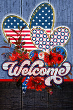 Load image into Gallery viewer, Patriotic Garden Flag Personalized, 4th of July Garden Flag, Red White and Blue Flag, Welcome Yard Flag, Independence Day Decor