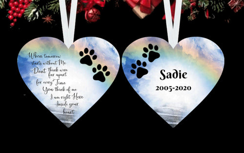 Pet Memorial Heart Ornament, Personalized, In Memory Christmas Ornament, Pet Loss, Pet Loss, Dog Memorial Gift, Cat Memorial, Double Sided