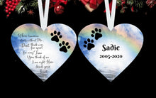 Load image into Gallery viewer, Pet Memorial Heart Ornament, Personalized, In Memory Christmas Ornament, Pet Loss, Pet Loss, Dog Memorial Gift, Cat Memorial, Double Sided