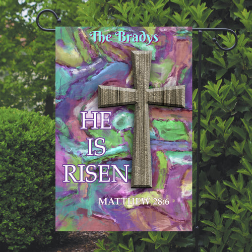 Easter He is Risen Garden Flag, Personalized, Name Garden Flag, Spring Flag, Yard Decor, Easter Yard Decoration, Christian Garden Flag