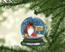 Load image into Gallery viewer, Gnome Sweet Gnome Snow Globe Christmas Ornament, Personalized, Gnomes, Name Ornament, Custom Christmas Holiday, Gift for Mom, Family Gift