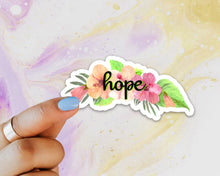 Load image into Gallery viewer, Hope Sticker, Laptop Sticker, Water Bottle Sticker, Hope Floral Sticker, Hibiscus Sticker, Tumbler Sticker, Flowers, Floral Sticker