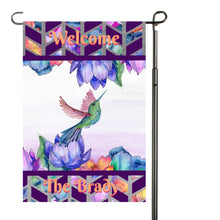Load image into Gallery viewer, Hummingbird Garden Flag, Personalized, Name Garden Flag, Hummingbirds, Summer Flag, Yard Decor, Hummingbird Yard Decoration, Summer Flag