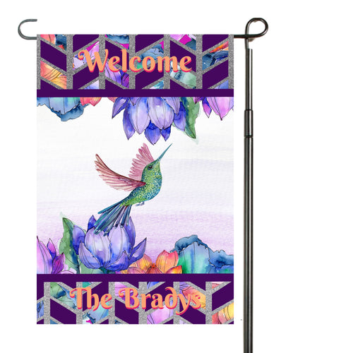 Hummingbird Garden Flag, Personalized, Name Garden Flag, Hummingbirds, Summer Flag, Yard Decor, Hummingbird Yard Decoration, Summer Flag