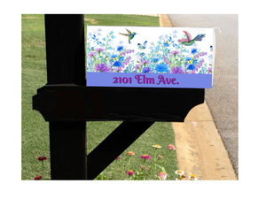 Hummingbird Floral Mailbox Cover w/ Magnetic Strip, Personalized Mailbox, Custom Address Mailbox Cover, Personalized Mailbox Cover