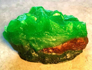 Emerald Green Geode Crystal Gemstone Rock Soap - FREE U.S. SHIPPING - Rock Collector Gift - Mineral - Green Tea and Cucumber Scented