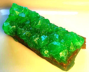 Emerald Green Geode Crystal Mineral Gemstone Rock Soap - FREE U.S. SHIPPING - Green Tea and Cucumber Scented