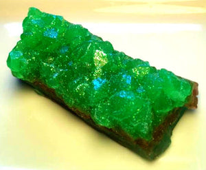 Emerald Green Geode Crystal Mineral Gemstone Rock Soap - Green Tea and Cucumber Scented - Rock Collector - Gemstone - Gem - Bathroom Soap