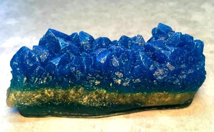 Sapphire Blue Geode Crystal Mineral Gemstone Rock Soap - FREE U.S. SHIPPING - Gift for Man, Brother, Son - Vanilla Bean Scented