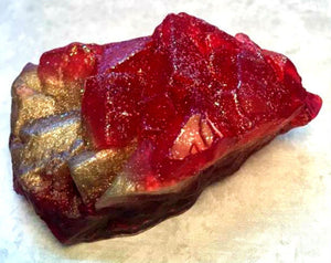 Ruby Red Geode Crystal Gemstone Rock Soap - Pomegranate Scented - FREE U.S. SHIPPING - Birthstone Gift - Mom, Wife, Daughter - Rock Hound