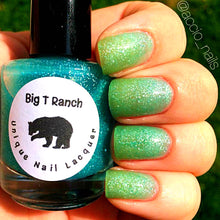 Load image into Gallery viewer, Ombre Color Changing Thermal Nail Polish -&quot;Monsoon&quot;-Teal/Seafoam Green Glittery-Temperature Changing - FREE U.S. SHIPPING