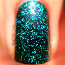 Load image into Gallery viewer, Holographic Nail Polish - Teal Micro Glitter Top Coat - Free U.S. Shipping - &quot;Northern Lights&quot; - Hand Blended - 0.5 oz Full Sized Bottle