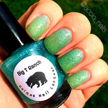 Load image into Gallery viewer, Ombre Color Changing Thermal Nail Polish -&quot;Monsoon&quot;-Teal/Seafoam Green Glittery-Temperature Changing - FREE U.S. SHIPPING