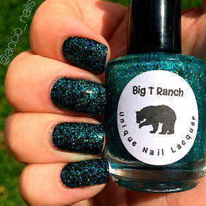 Holographic Nail Polish - Teal Micro Glitter Top Coat - Free U.S. Shipping - "Northern Lights" - Hand Blended - 0.5 oz Full Sized Bottle