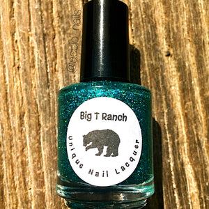 Holographic Nail Polish - Teal Micro Glitter Top Coat - Free U.S. Shipping - "Northern Lights" - Hand Blended - 0.5 oz Full Sized Bottle