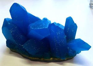 Sapphire Blue Geode Crystal Mineral Gemstone Rock Soap - Vanilla Bean Scented - FREE U.S. SHIPPING