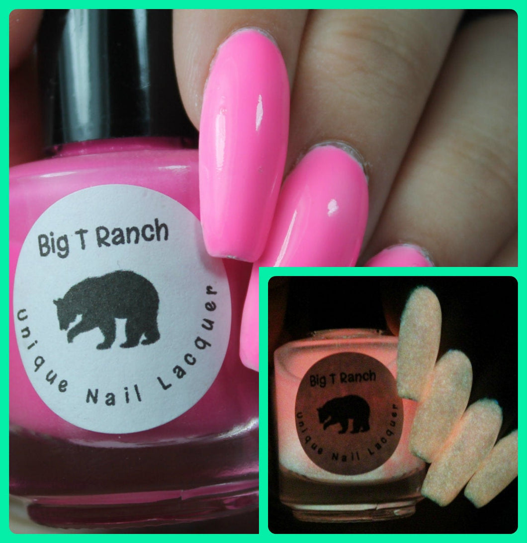 Glow-in-the-Dark Nail Polish - Pink - SUNRISE - FREE U.S. SHIPPING - Nail Polish/Lacquer - Regular Full Sized Bottle (15 ml size)