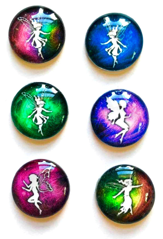 Fairy Magnets - Fairie Magnet - Fairy Party Favor - Fairy Wedding - Free U.S. Shipping - Set of 6 - 1 Inch Domed Glass Circles
