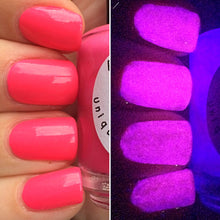 Load image into Gallery viewer, Glow-in-the-Dark Nail Polish - Pink Glows Purple - FREE U.S. SHIPPING - Shooting Star - Regular Full Sized Bottle (15 ml size)
