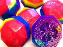 Load image into Gallery viewer, Unicorn Soap - Loofah Soap - Pomegranate Scented - FREE U.S. SHIPPING - Unicorn Party - Fantasy - Exfoliator - Pink, Purple, Yellow, Blue